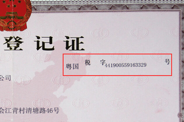 國家稅務登記證號441900559163329